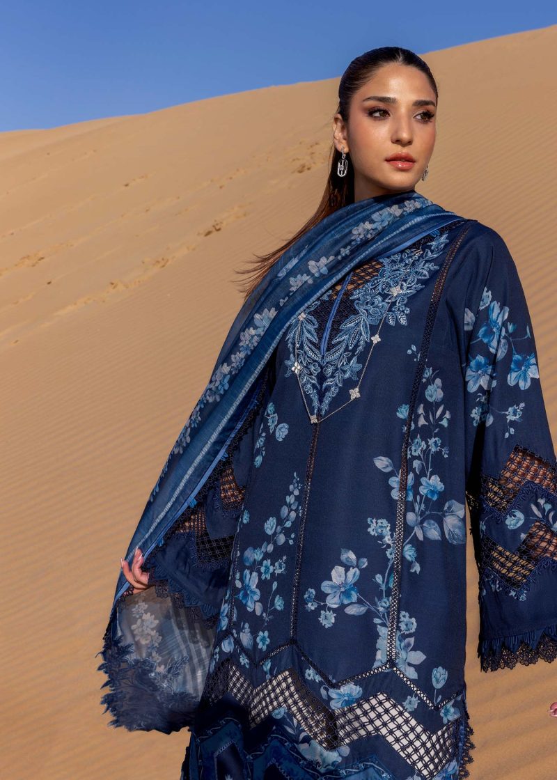 Crimson | Flow By Crimson Lawn 25 | Moonlight Blue | Unstitched | Festive wear | Under The Tuscan Love | D1 B | 3pc set. - Image 2