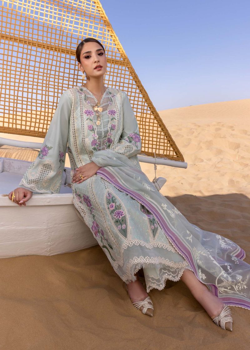 Crimson | Flow By Crimson Lawn 25 | Powder Blue | Unstitched | Festive wear | A Handmade Tale | D2 A | 3pc set. - Image 2