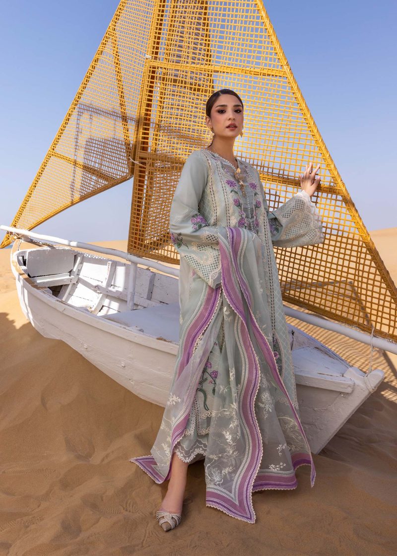 Crimson | Flow By Crimson Lawn 25 | Powder Blue | Unstitched | Festive wear | A Handmade Tale | D2 A | 3pc set. - Image 3