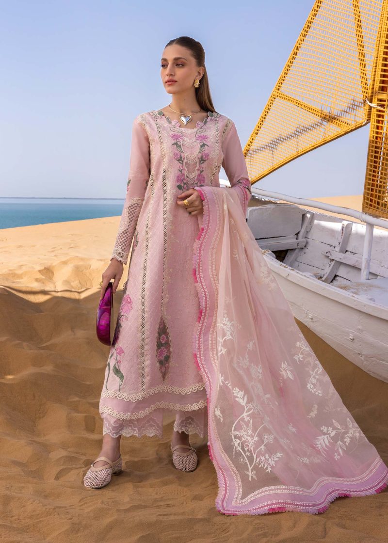 Crimson | Flow By Crimson Lawn 25 | Powder Pink | Unstitched | Festive wear | A Handmade Tale | D2 B | 3pc set.