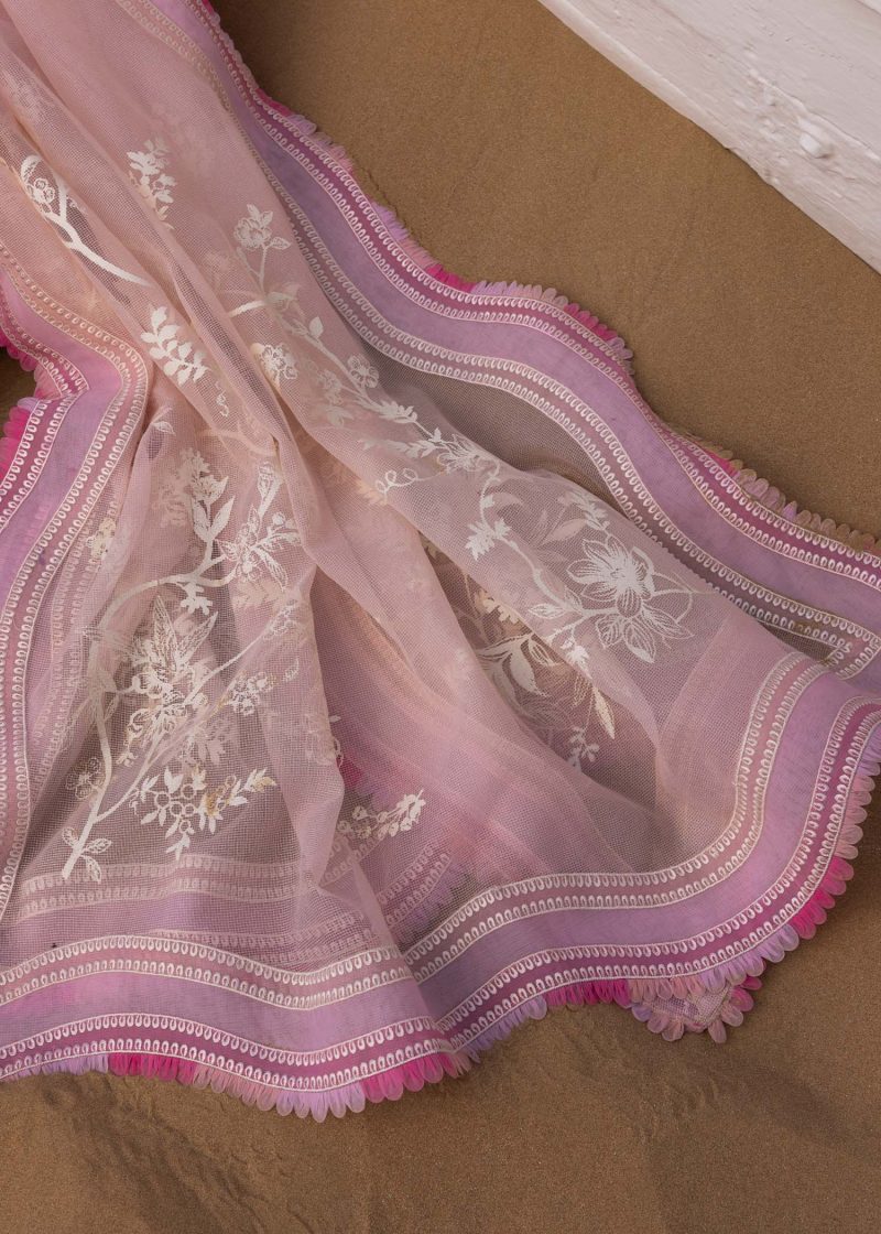 Crimson | Flow By Crimson Lawn 25 | Powder Pink | Unstitched | Festive wear | A Handmade Tale | D2 B | 3pc set. - Image 3
