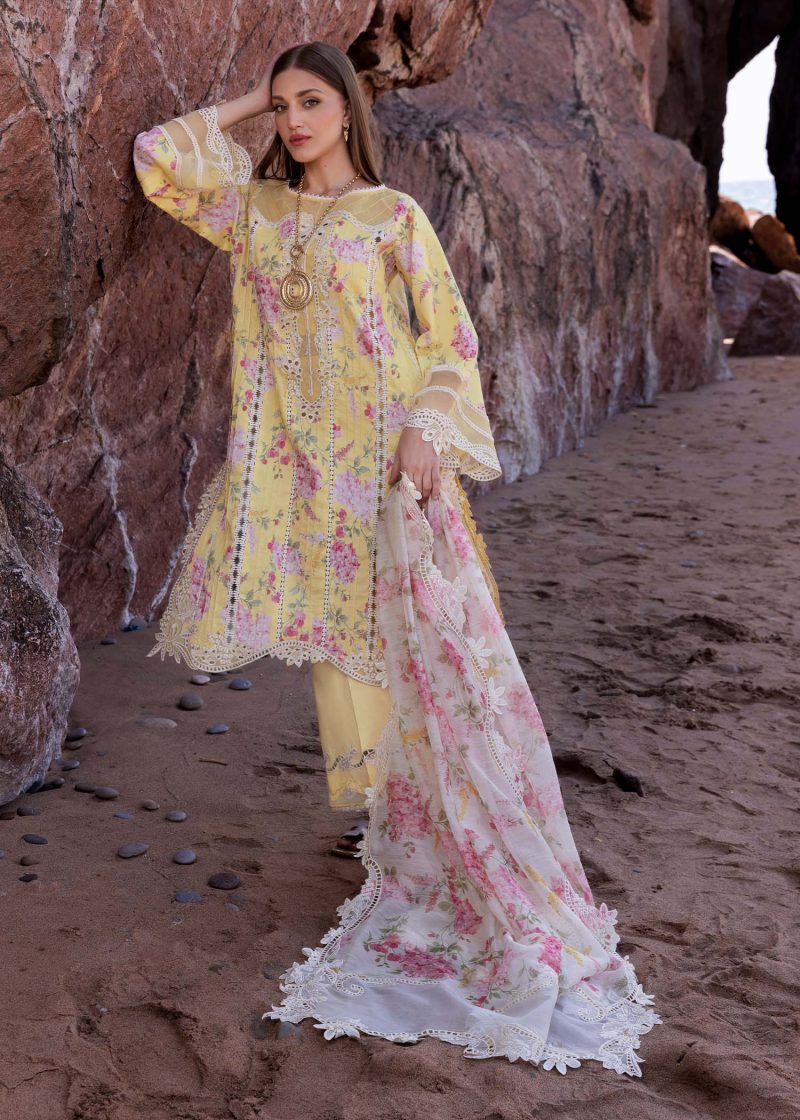 Crimson | Flow By Crimson Lawn 25 | Sunflower | Unstitched | Festive wear | Who'S That Girl | D3 A | 3pc set. - Image 2