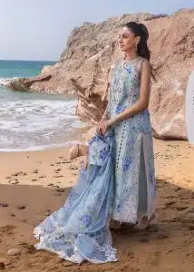 Crimson | Flow By Crimson Lawn 25 | Ocean Blue | Unstitched | Festive wear | Who’S That Girl | D3 B | 3pc set.