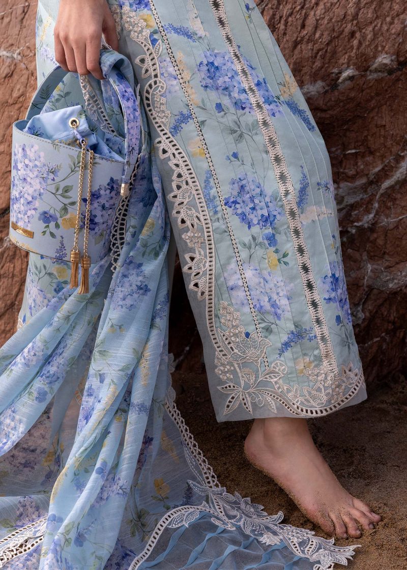 Crimson | Flow By Crimson Lawn 25 | Ocean Blue | Unstitched | Festive wear | Who'S That Girl | D3 B | 3pc set. - Image 3
