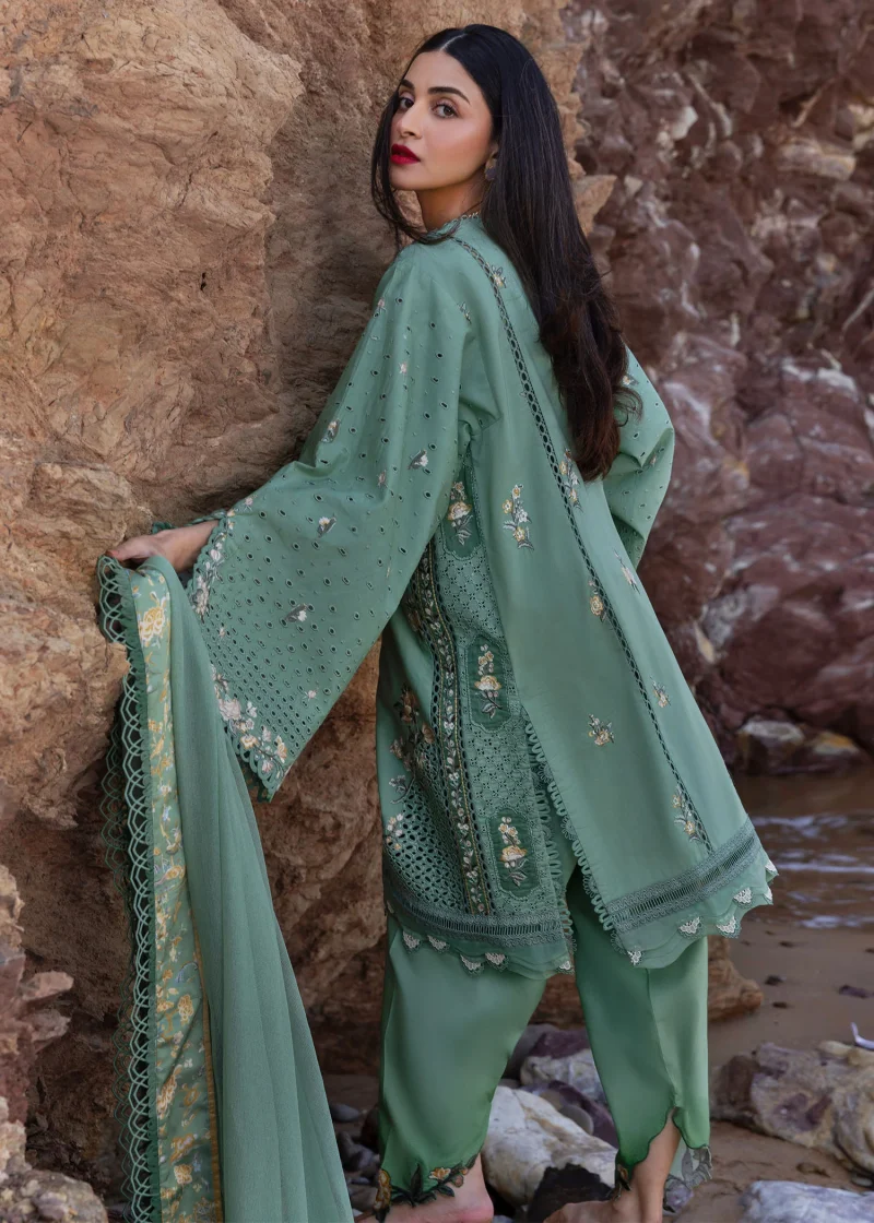 Crimson | Flow By Crimson Lawn 25 | Sage | Unstitched | Festive wear | Parsi Threads | D5 A | 3pc set. - Image 3