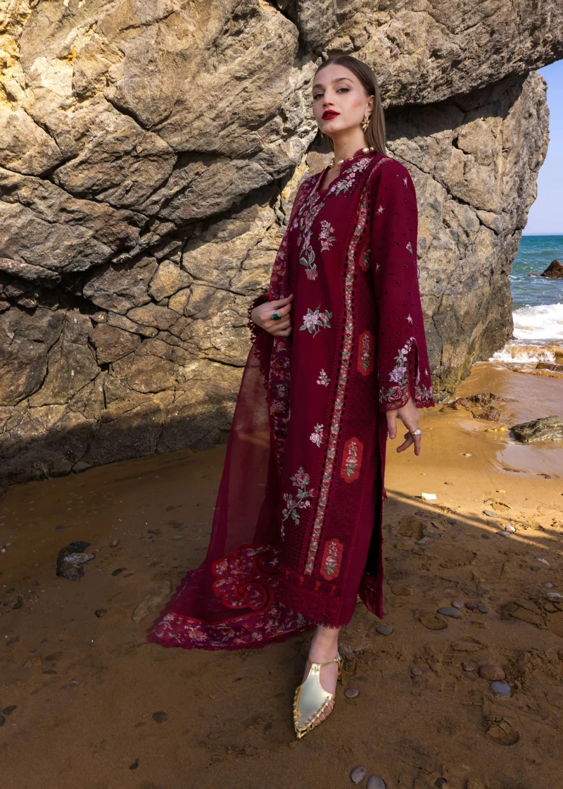 Crimson | Flow By Crimson Lawn 25 | Crimson | Unstitched | Festive wear | Parsi Threads | D5 B | 3pc set.