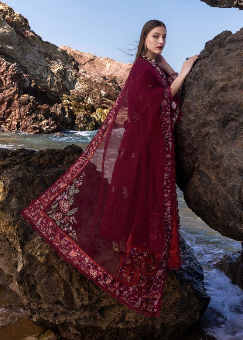 Crimson | Flow By Crimson Lawn 25 | Crimson | Unstitched | Festive wear | Parsi Threads | D5 B | 3pc set. - Image 3