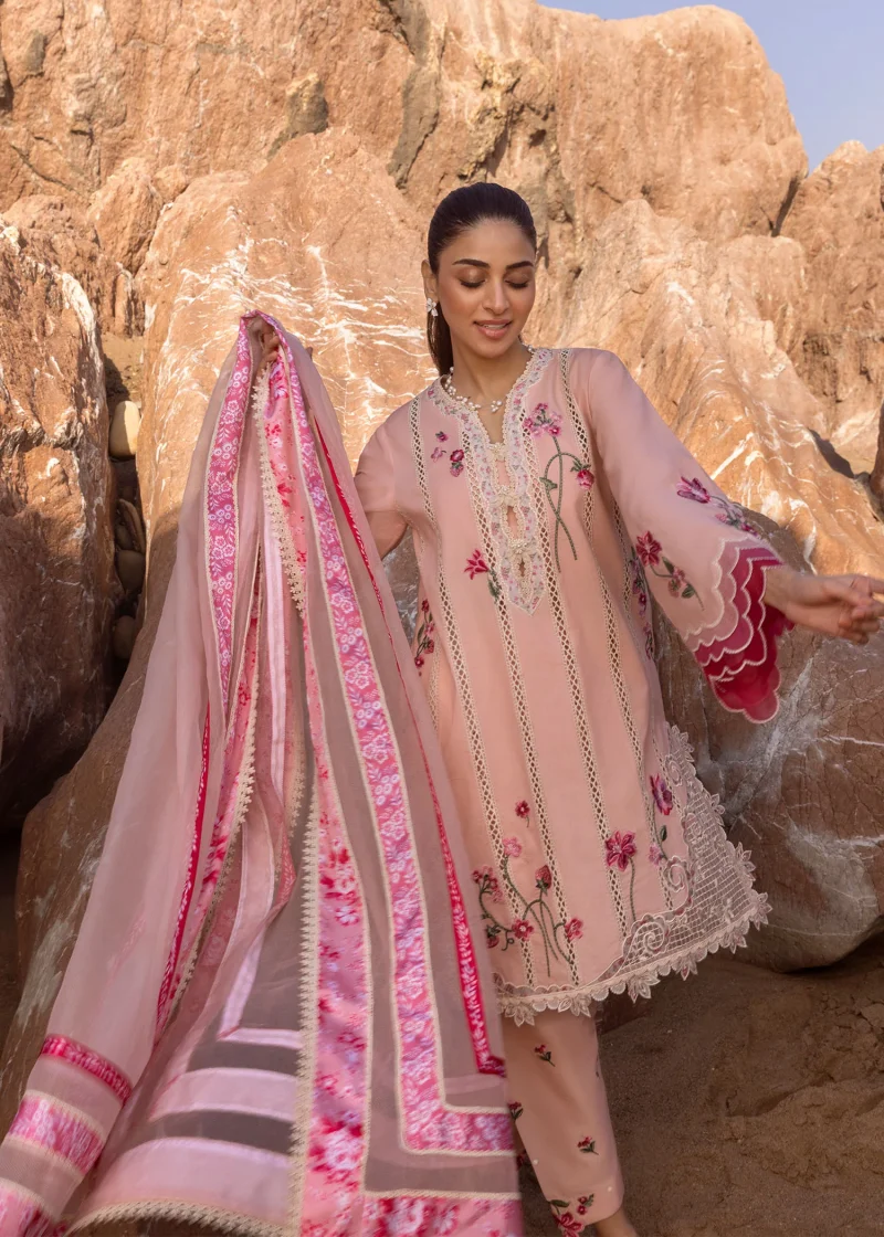 Crimson | Flow By Crimson Lawn 25 | Blush | Unstitched | Festive wear | Floral Crush | D6 B | 3pc set. - Image 2