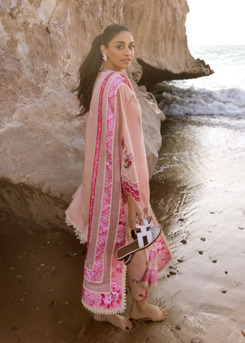 Crimson | Flow By Crimson Lawn 25 | Blush | Unstitched | Festive wear | Floral Crush | D6 B | 3pc set. - Image 4