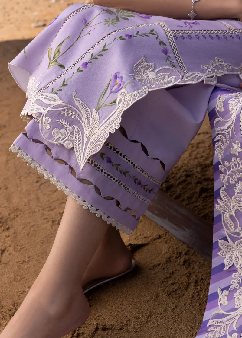 Crimson | Flow By Crimson Lawn 25 | Lavender | Unstitched | Festive wear | A Girl In The Garden | D7 A | 3pc set. - Image 4