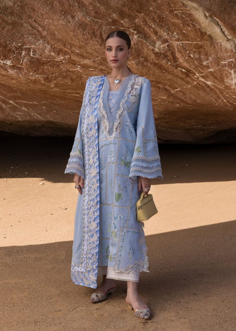 Crimson | Flow By Crimson Lawn 25 | Ice Blue | Unstitched | Festive wear | A Girl In The Garden | D7 B | 3pc set.