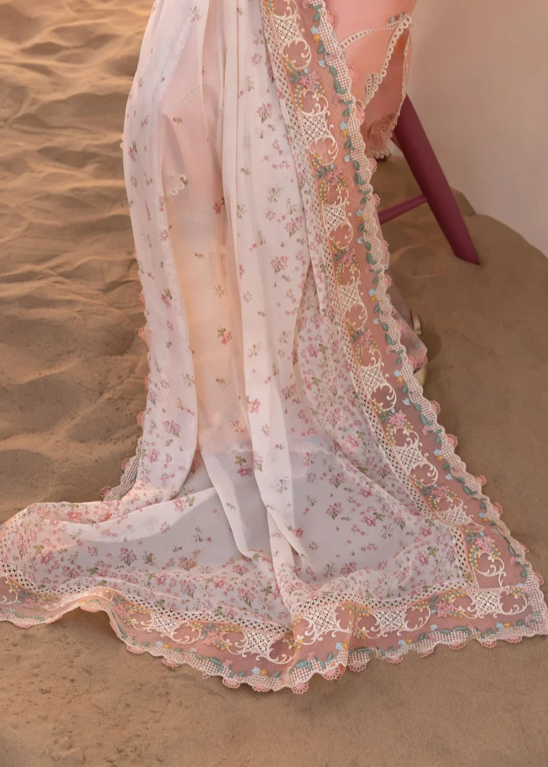 Crimson | Flow By Crimson Lawn 25 | Peachy Pink | Unstitched | Festive wear | Twirls And Ties | D8 A | 3pc set. - Image 3