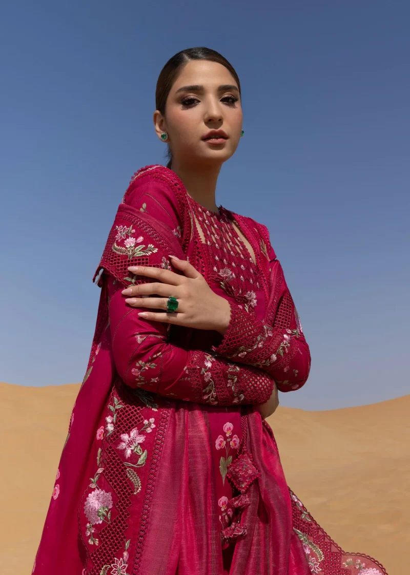 Crimson | Flow By Crimson Lawn 25 | Ruby | Unstitched | Festive wear | Once Upon A Flower | D9 A | 3pc set. - Image 4