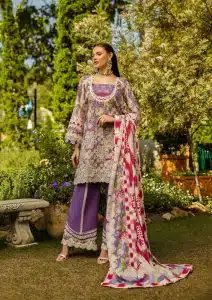 Elaf | Periwinkle | Lilac | Lawn | Unstitched | Print Chikankari Colloction ’25 | 3 pc set