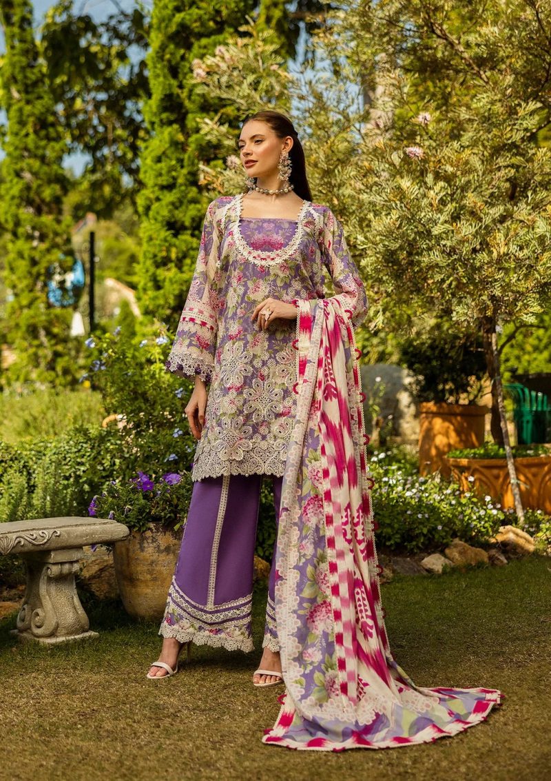 Elaf | Periwinkle | Lilac | Lawn | Unstitched | Print Chikankari Colloction '25 | 3 pc set