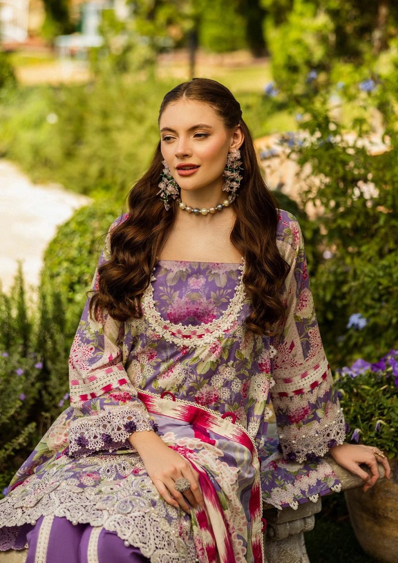 Elaf | Periwinkle | Lilac | Lawn | Unstitched | Print Chikankari Colloction '25 | 3 pc set - Image 2
