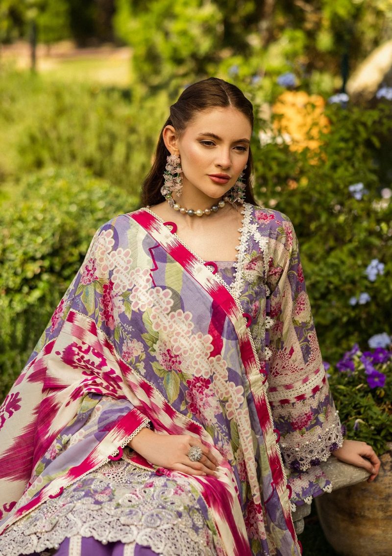 Elaf | Periwinkle | Lilac | Lawn | Unstitched | Print Chikankari Colloction '25 | 3 pc set - Image 3
