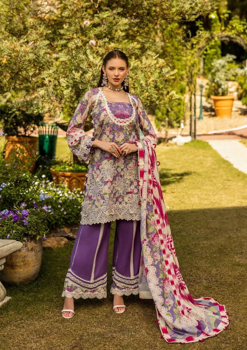 Elaf | Periwinkle | Lilac | Lawn | Unstitched | Print Chikankari Colloction '25 | 3 pc set - Image 6