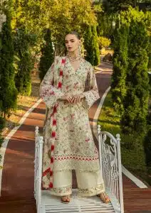 Elaf | Sweet greens | Off White | Lawn | Unstitched | Print Chikankari Colloction ’25 | 3 pc set