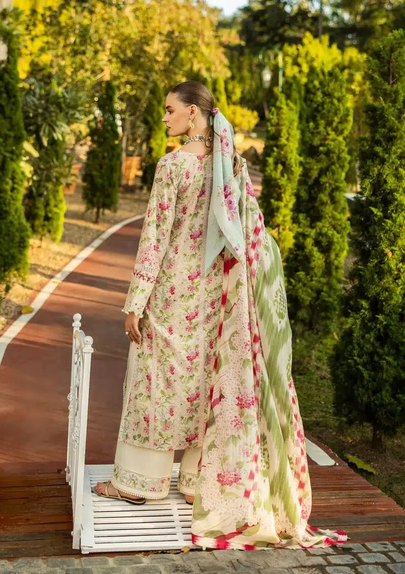 Elaf | Sweet greens | Off White | Lawn | Unstitched | Print Chikankari Colloction '25 | 3 pc set - Image 2