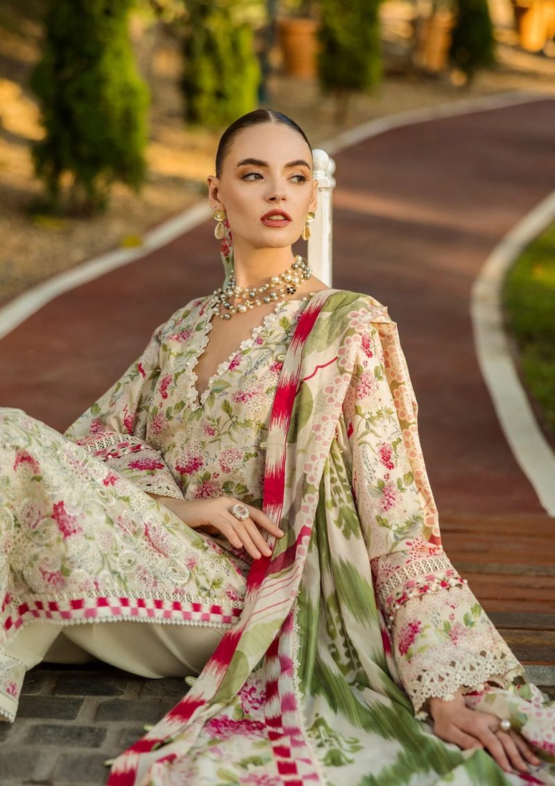 Elaf | Sweet greens | Off White | Lawn | Unstitched | Print Chikankari Colloction '25 | 3 pc set - Image 5