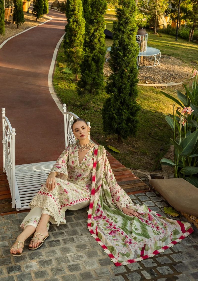 Elaf | Sweet greens | Off White | Lawn | Unstitched | Print Chikankari Colloction '25 | 3 pc set - Image 6