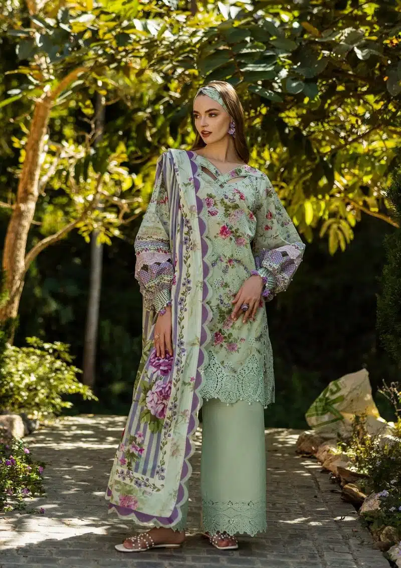 Elaf | Floreale | Mint Green | Lawn | Unstitched | Print Chikankari Colloction '25 | 3 pc set