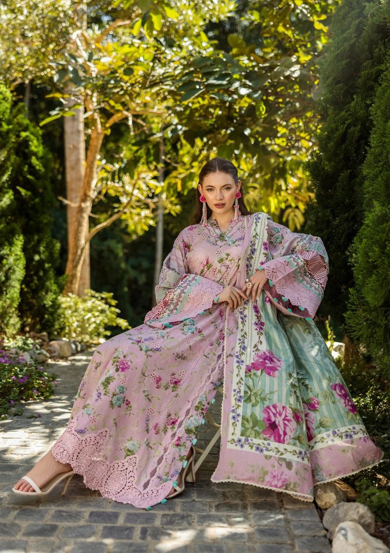 Elaf | Princess Rose | Pink | Lawn | Unstitched | Print Chikankari Colloction '25 | 3 pc set - Image 4