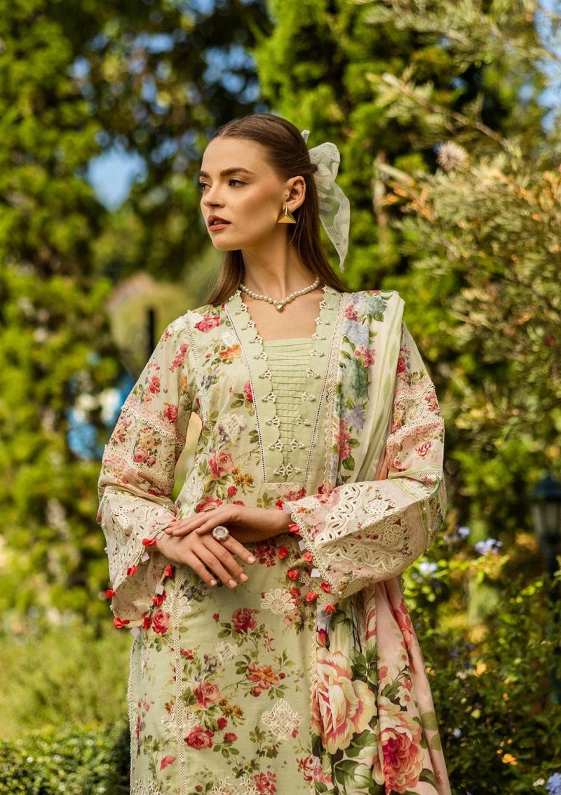 Elaf | Dear Paradise | Pista Green | Lawn | Unstitched | Print Chikankari Colloction '25 | 3 pc set - Image 2