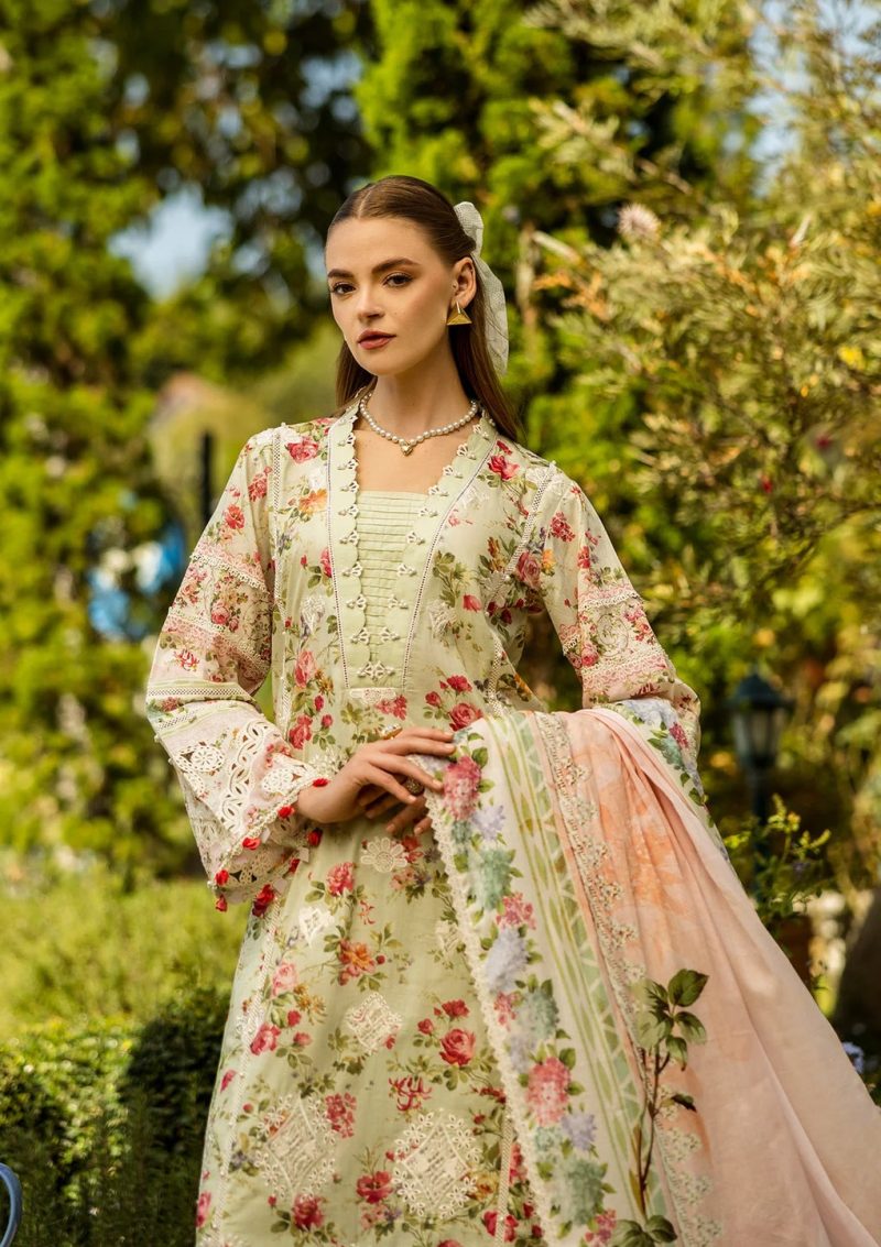 Elaf | Dear Paradise | Pista Green | Lawn | Unstitched | Print Chikankari Colloction '25 | 3 pc set - Image 3