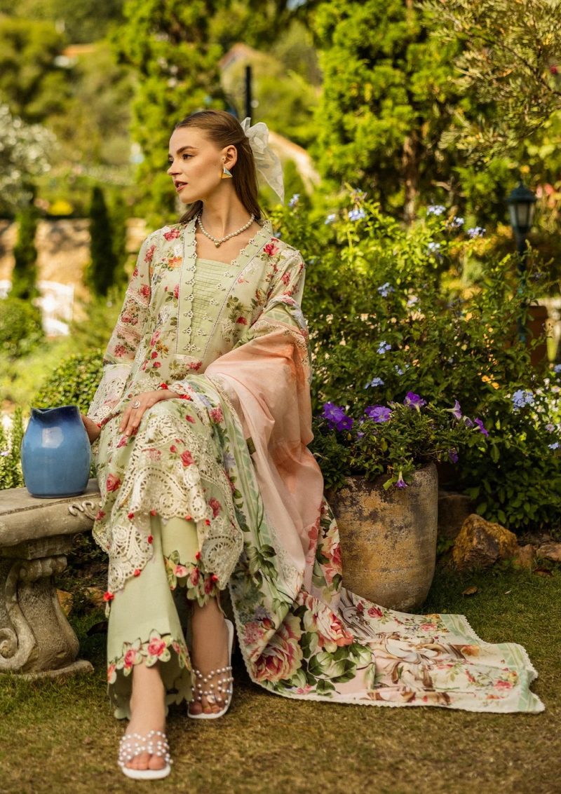 Elaf | Dear Paradise | Pista Green | Lawn | Unstitched | Print Chikankari Colloction '25 | 3 pc set - Image 5