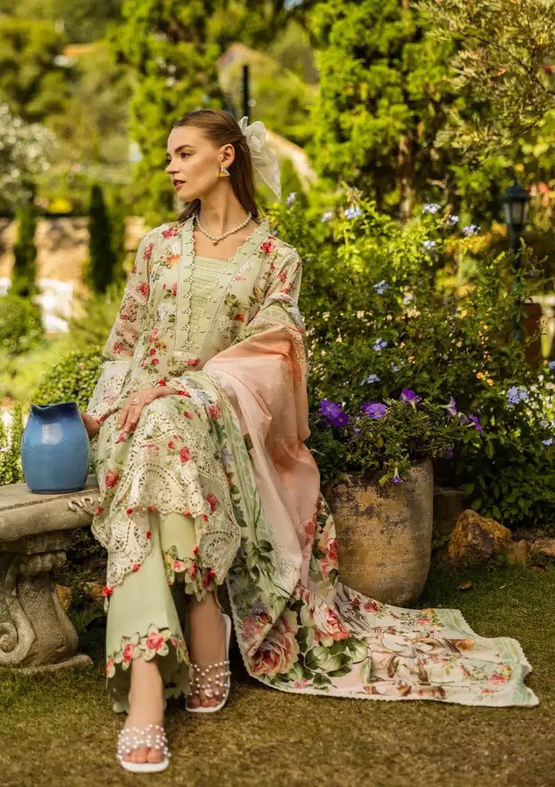 Elaf | Dear Paradise | Pista Green | Lawn | Unstitched | Print Chikankari Colloction '25 | 3 pc set - Image 5