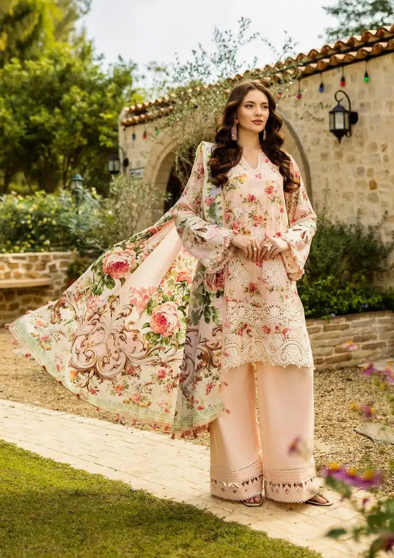 Elaf | True Love | Pink | Lawn | Unstitched | Print Chikankari Colloction '25 | 3 pc set