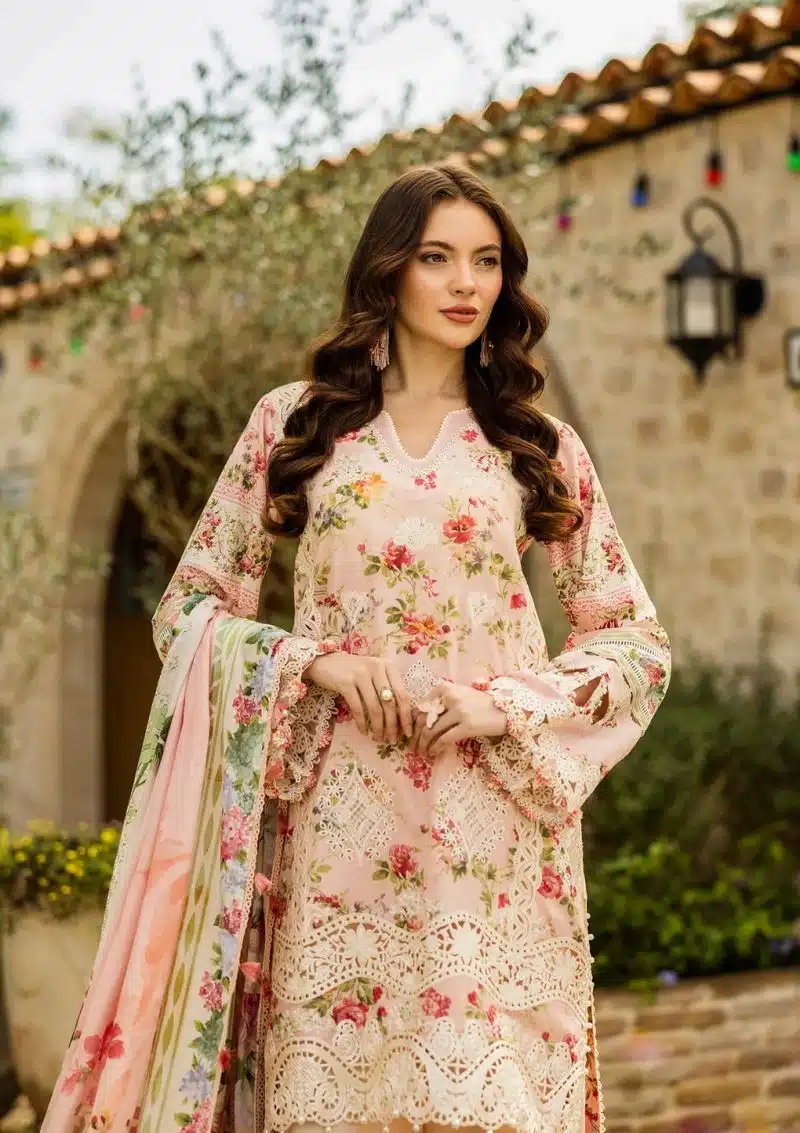 Elaf | True Love | Pink | Lawn | Unstitched | Print Chikankari Colloction '25 | 3 pc set - Image 4