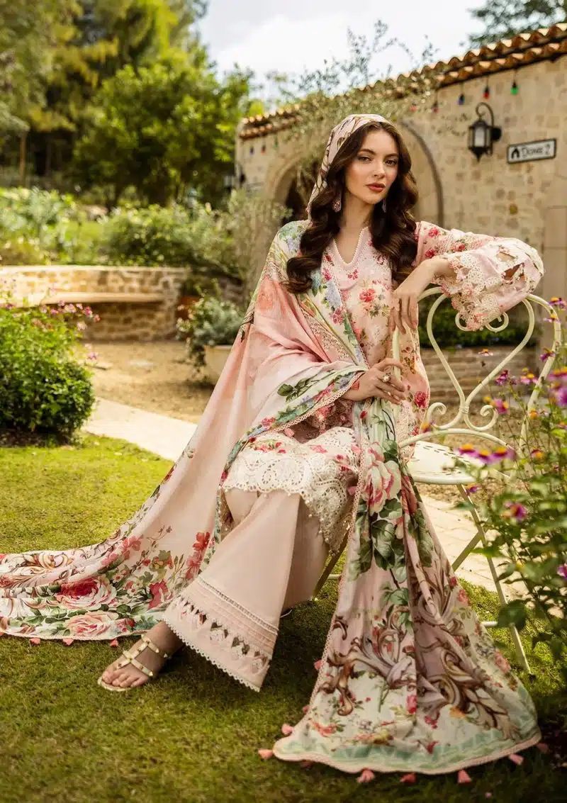 Elaf | True Love | Pink | Lawn | Unstitched | Print Chikankari Colloction '25 | 3 pc set - Image 5