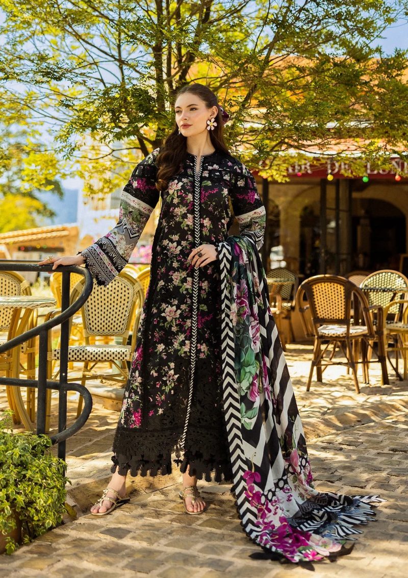 Elaf | Belleza | Black | Lawn | Unstitched | Print Chikankari Colloction '25 | 3 pc set