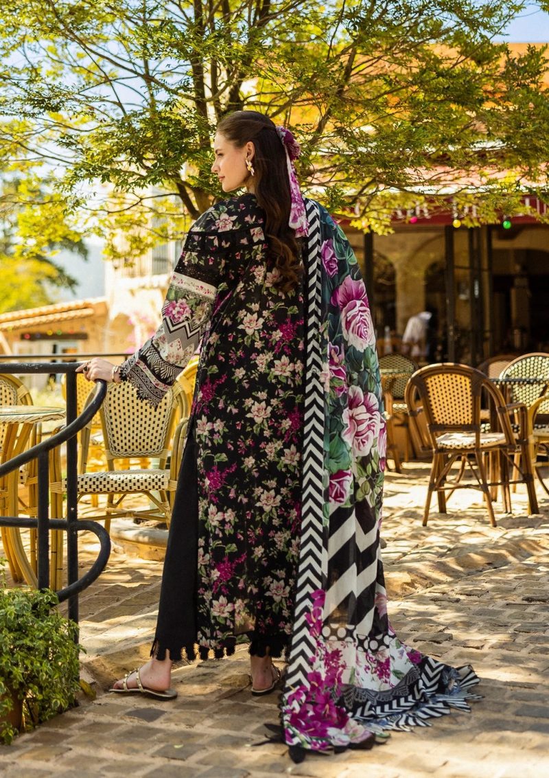 Elaf | Belleza | Black | Lawn | Unstitched | Print Chikankari Colloction '25 | 3 pc set - Image 2