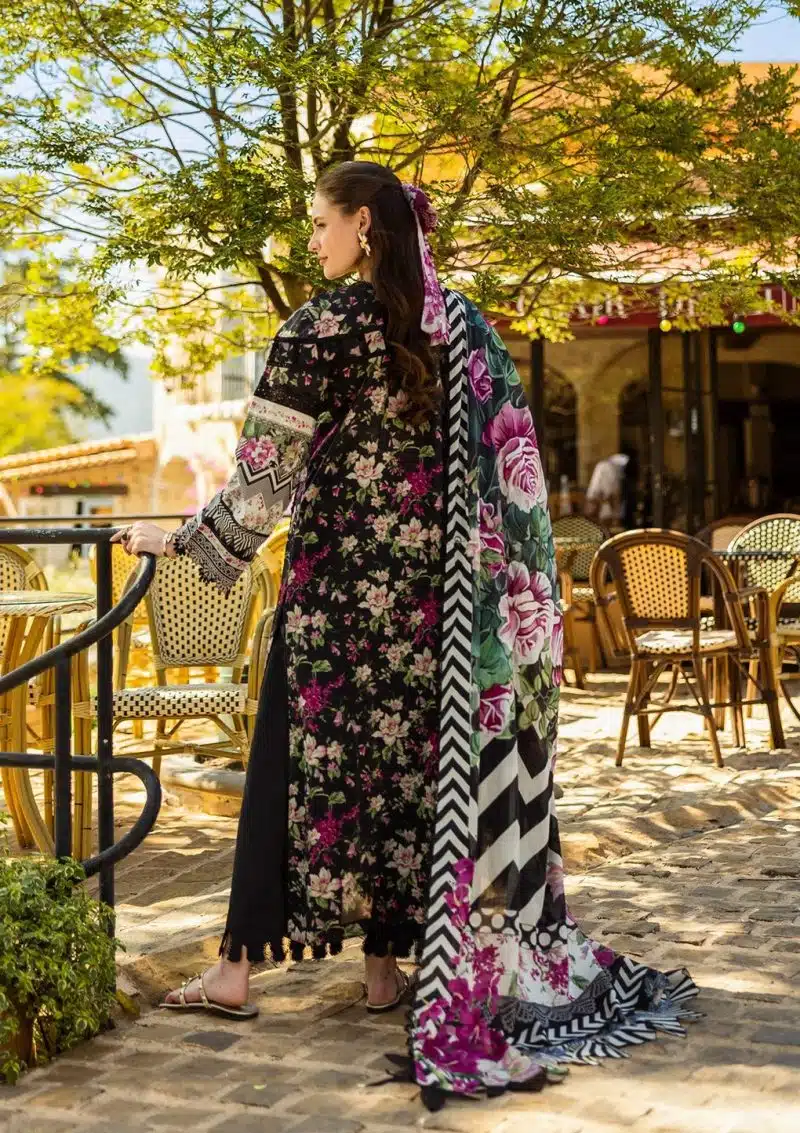 Elaf | Belleza | Black | Lawn | Unstitched | Print Chikankari Colloction '25 | 3 pc set - Image 2