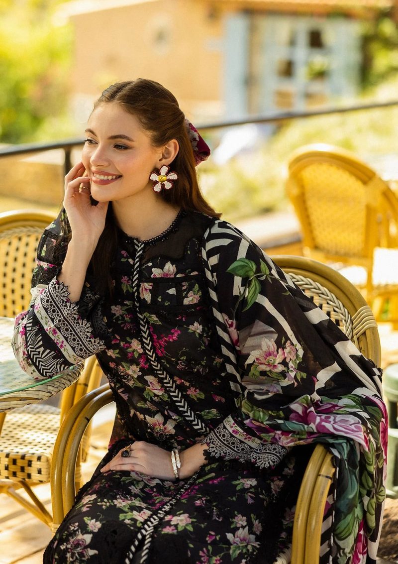 Elaf | Belleza | Black | Lawn | Unstitched | Print Chikankari Colloction '25 | 3 pc set - Image 3