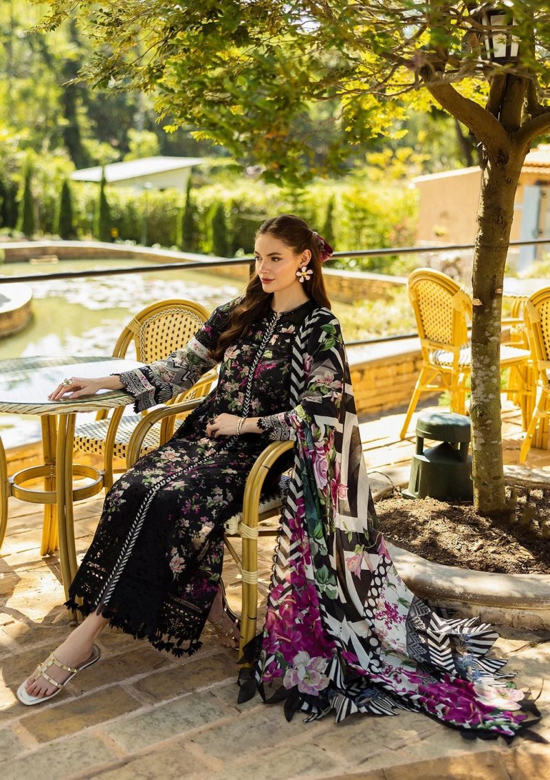 Elaf | Belleza | Black | Lawn | Unstitched | Print Chikankari Colloction '25 | 3 pc set - Image 5