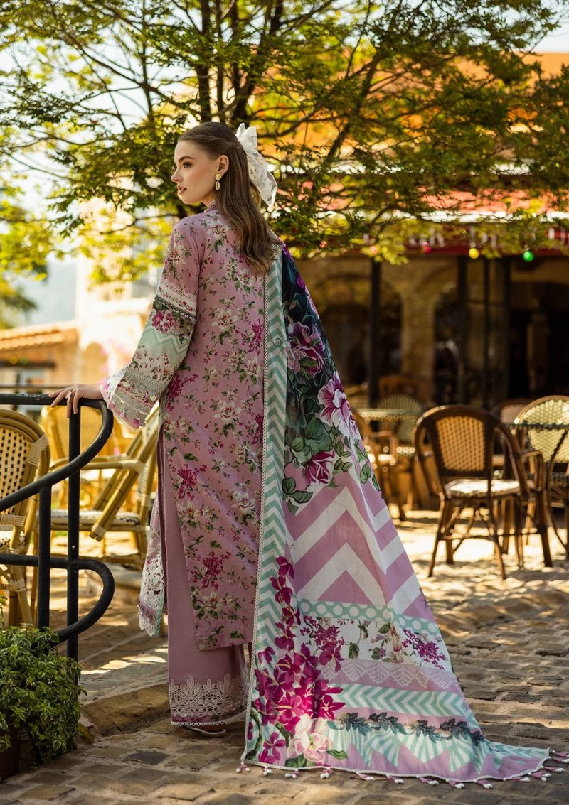 Elaf | Fia |  Tea Pink | Lawn | Unstitched | Print Chikankari Colloction '25 | 3 pc set - Image 2