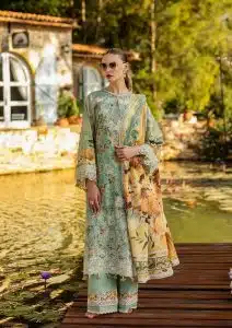 Elaf | Pistachio Dreams | Aqua | Lawn | Unstitched | Print Chikankari Colloction ’25 | 3 pc set