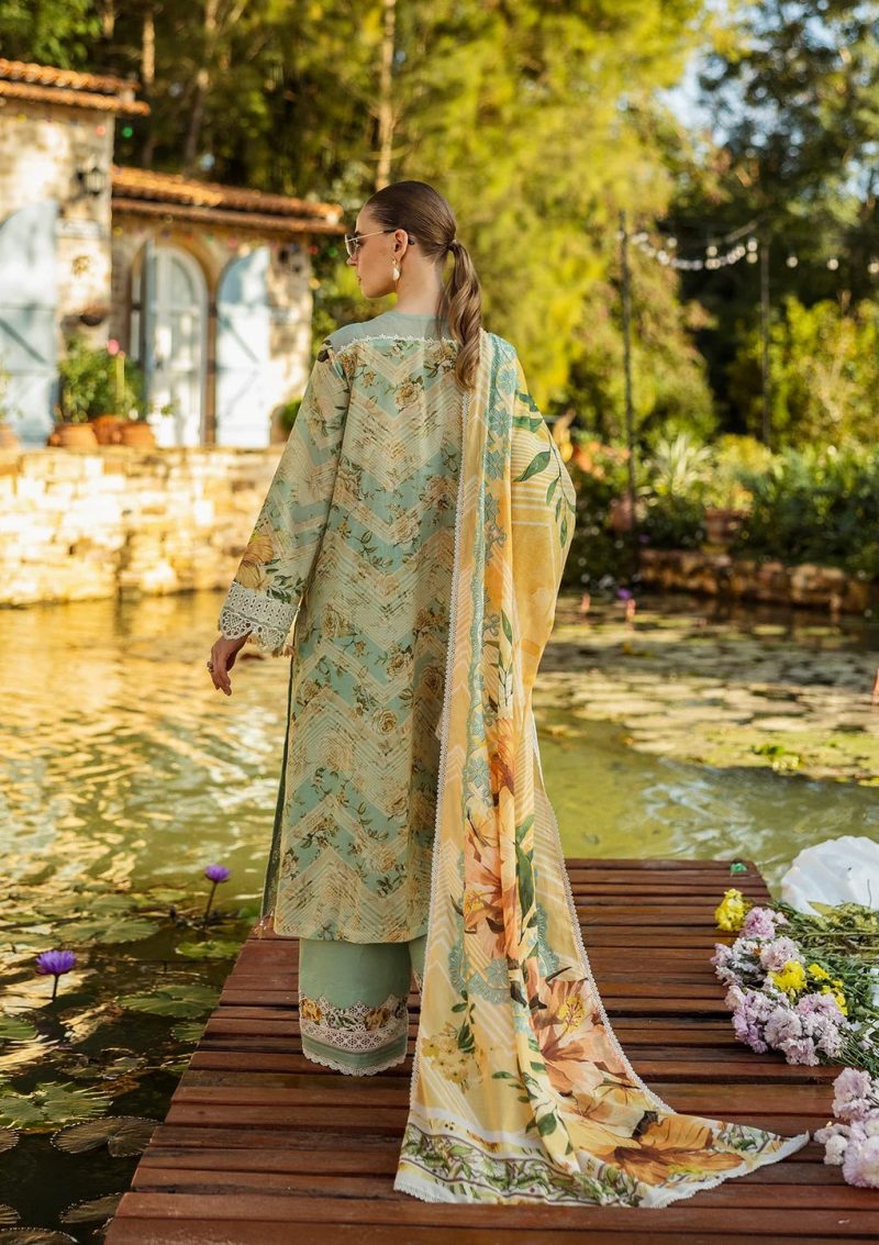 Elaf | Pistachio Dreams | Aqua | Lawn | Unstitched | Print Chikankari Colloction '25 | 3 pc set - Image 2