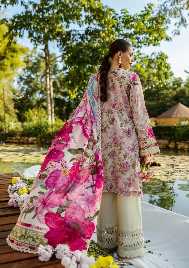 Elaf | Roses & Whites | Cream | Lawn | Unstitched | Print Chikankari Colloction '25 | 3 pc set - Image 2