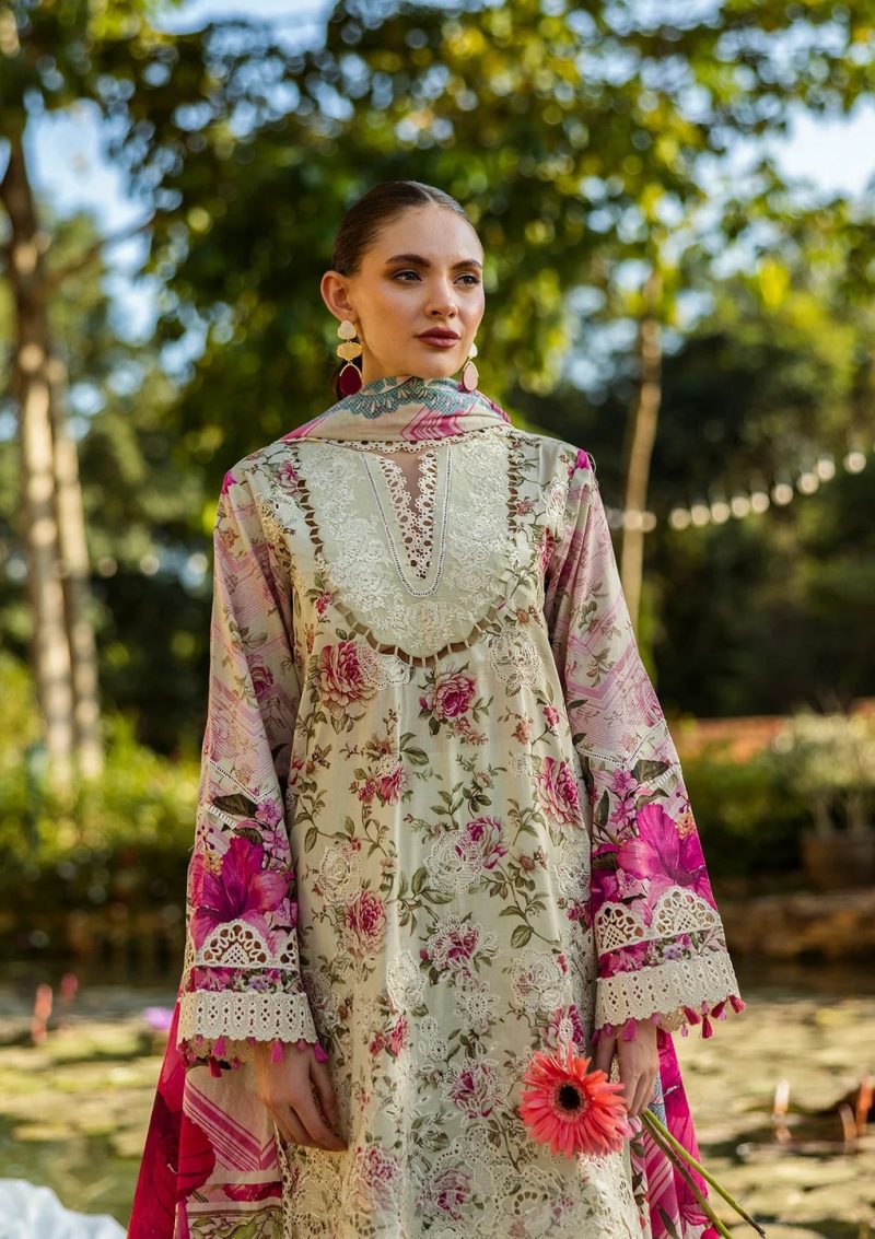Elaf | Roses & Whites | Cream | Lawn | Unstitched | Print Chikankari Colloction '25 | 3 pc set - Image 4