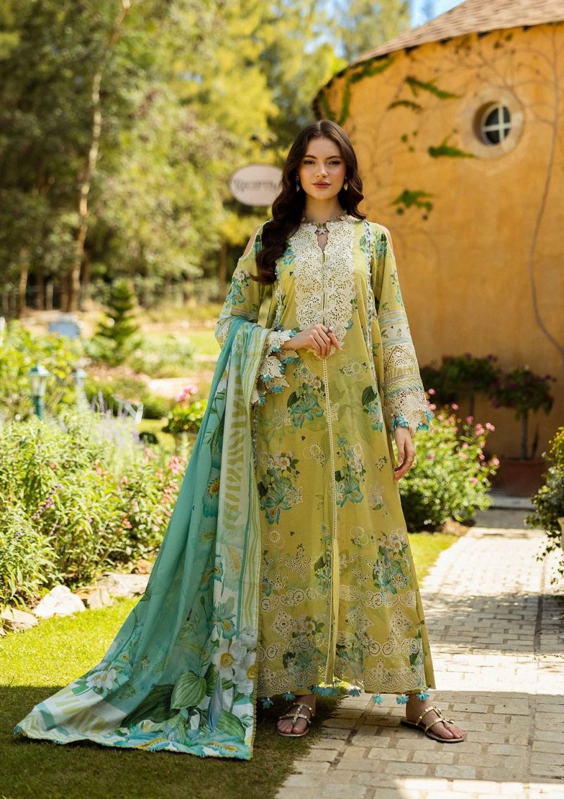 Elaf | Allure | Lemon | Lawn | Unstitched | Print Chikankari Colloction '25 | 3 pc set