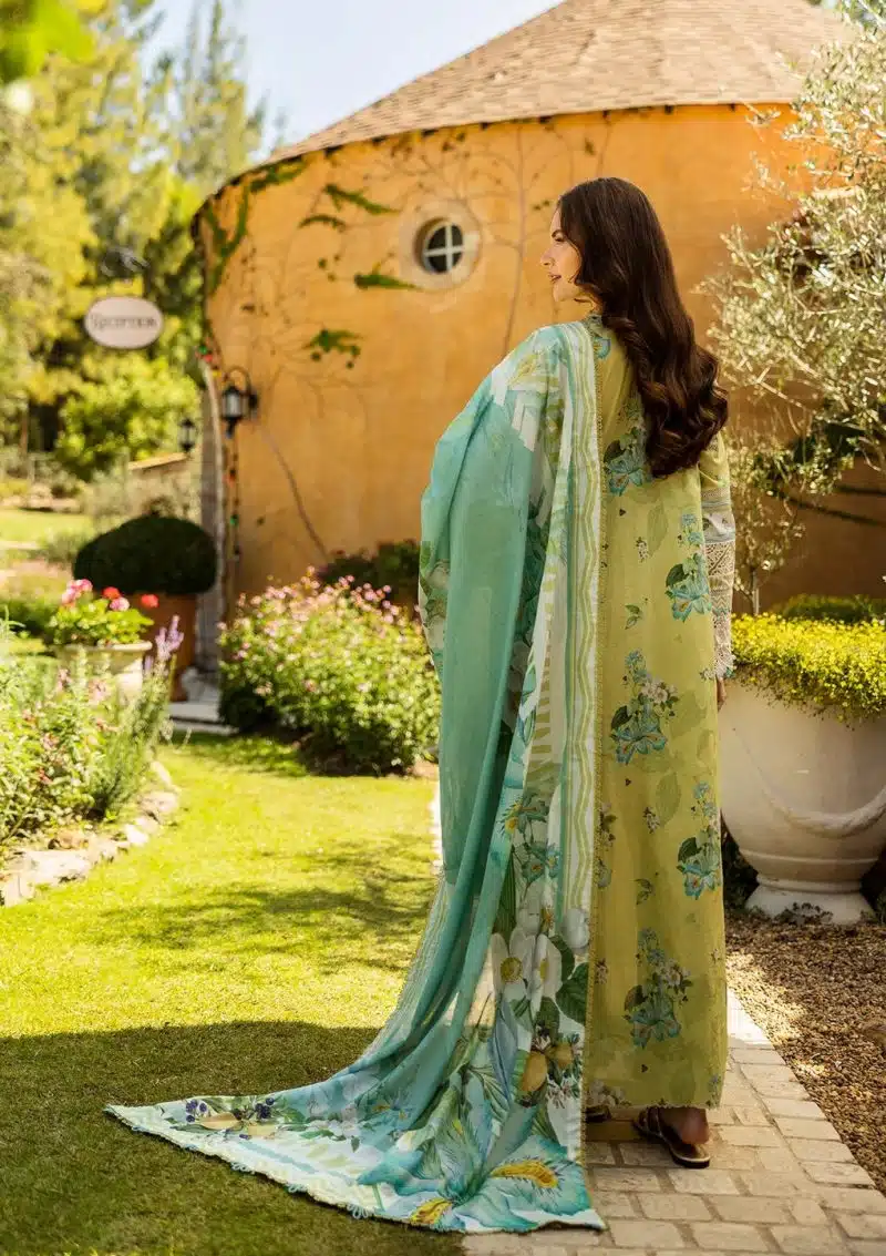 Elaf | Allure | Lemon | Lawn | Unstitched | Print Chikankari Colloction '25 | 3 pc set - Image 2