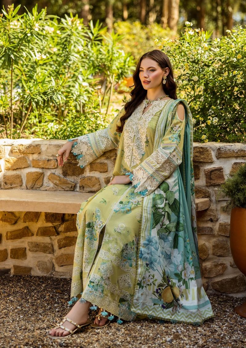 Elaf | Allure | Lemon | Lawn | Unstitched | Print Chikankari Colloction '25 | 3 pc set - Image 5