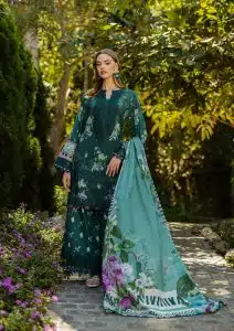 Elaf | Jade Embrace | Green | Lawn | Unstitched | Print Chikankari Colloction ’25 | 3 pc set