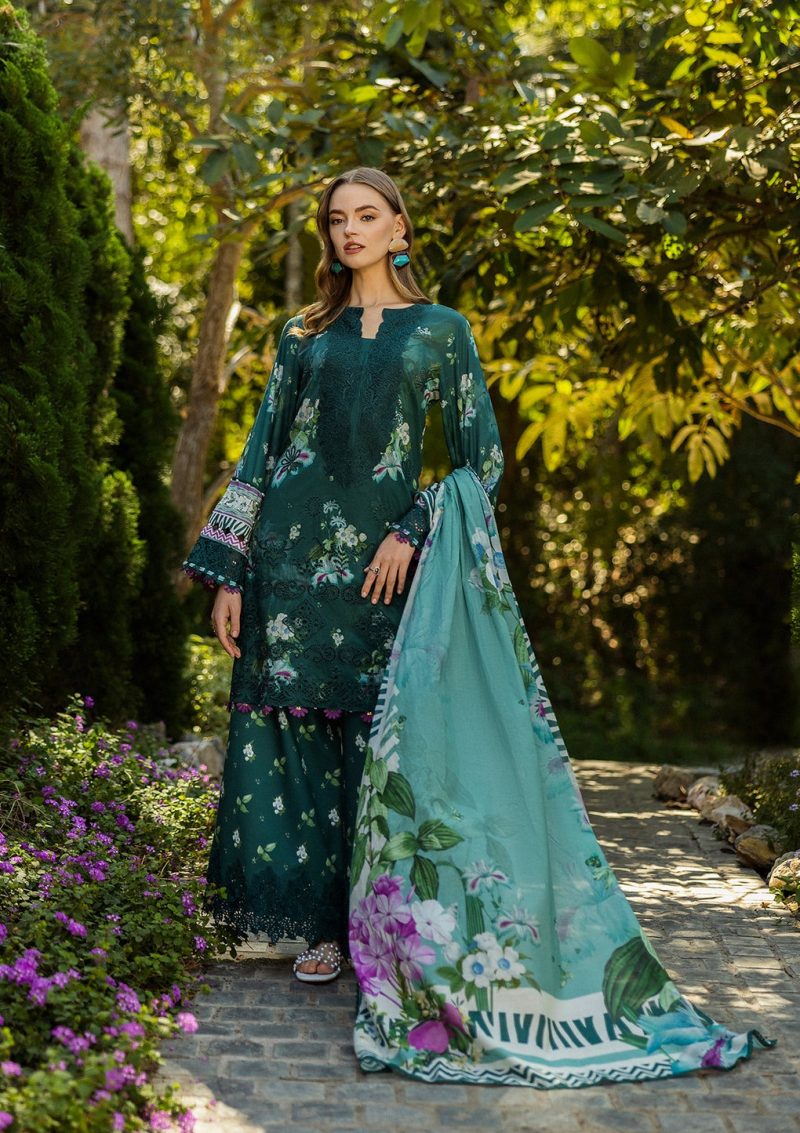 Elaf | Jade Embrace | Green | Lawn | Unstitched | Print Chikankari Colloction '25 | 3 pc set